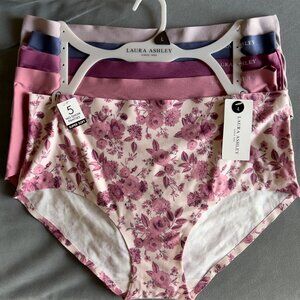 Laura Ashley 5-Pack No Show Super Soft Mid Rise Brief Fit Panties Underwear | L